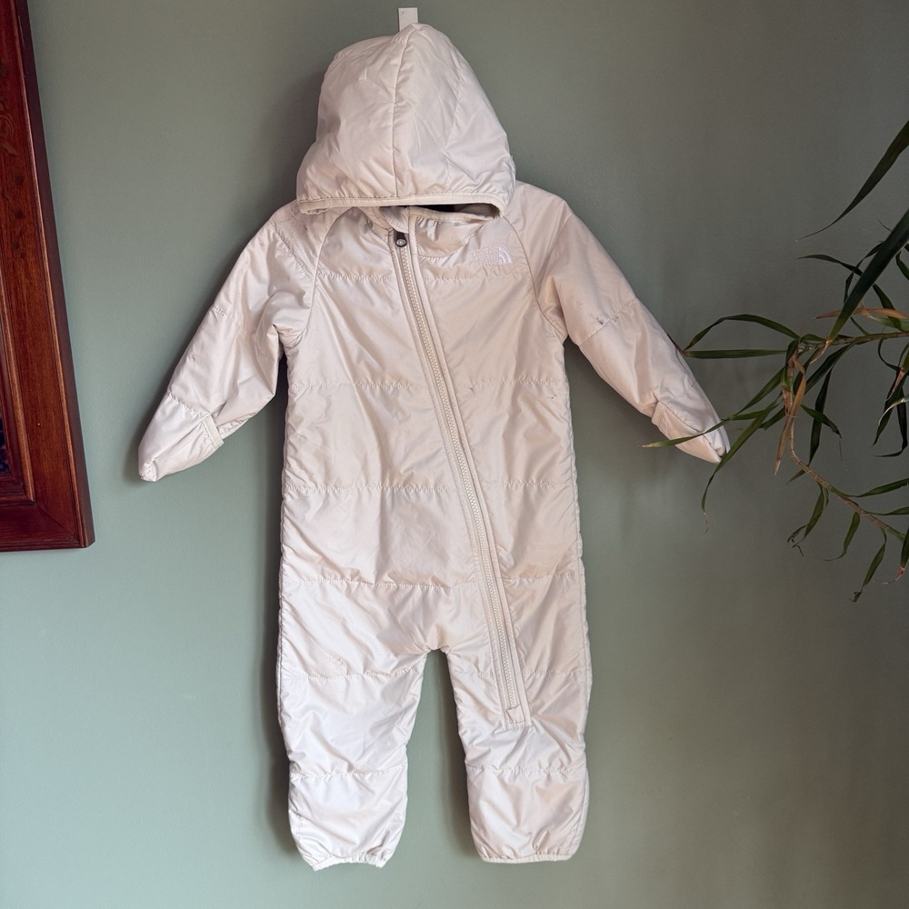 North Face Infant Bunting 1 Pc Hooded White Puffer Snow Suit 12-18M Outerwear